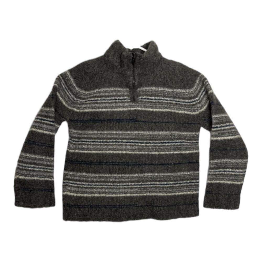 Zegna Sport wool sweater high neck & 1/4 zip gray & cream size small